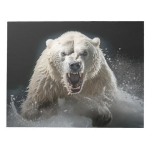 Bloco De Notas Polar Bear Selvagem Retrato Animal Feroz