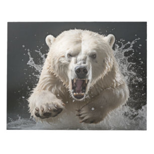 Bloco De Notas Polar Bear Selvagem Retrato Animal Feroz