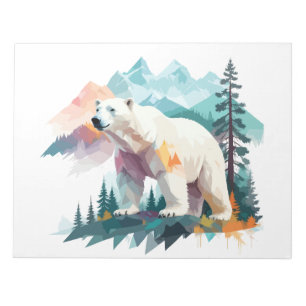 Bloco De Notas Polar Bear Vetor Arte Animal Majestosa Natureza Se