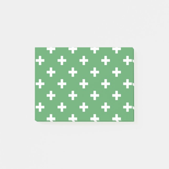 Bloco De Notas Polka branca cruza a verde (Frente)