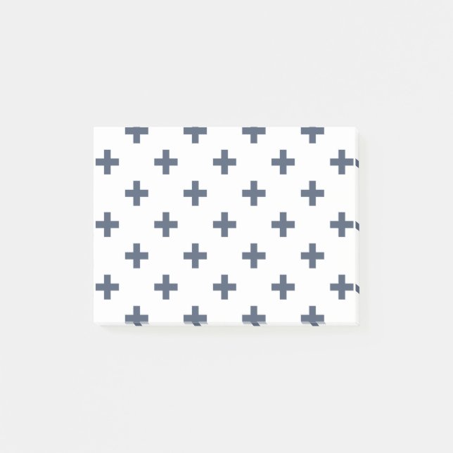 Bloco De Notas Polka de cinza azul cruz em branco (Frente)