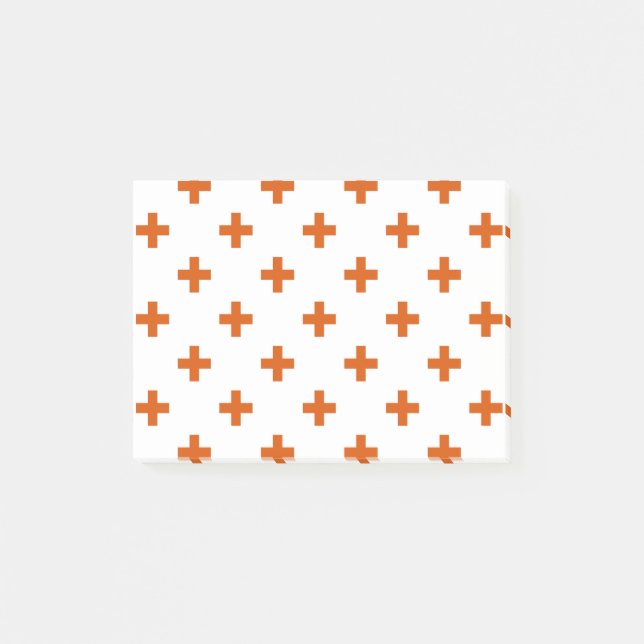 Bloco De Notas Polka laranja cruza em branco (Frente)