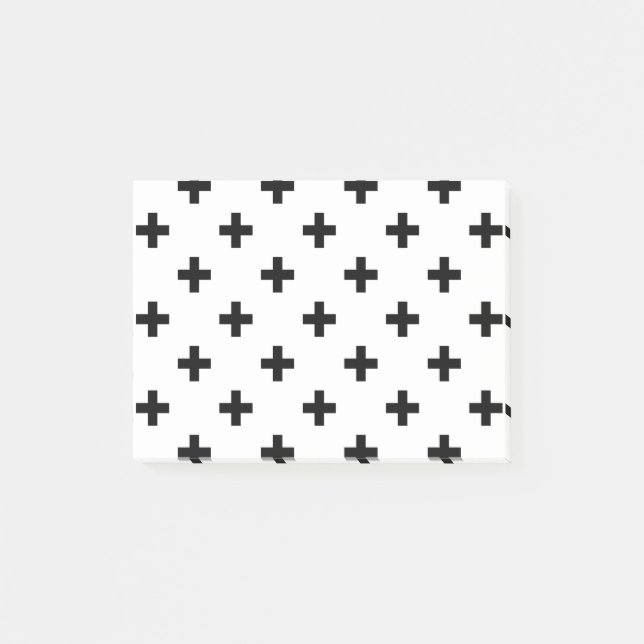Bloco De Notas Polka preto cruza em branco (Frente)