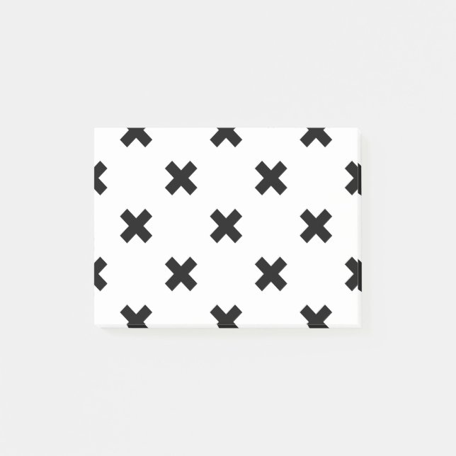 Bloco De Notas Polka preto cruza em branco (Frente)