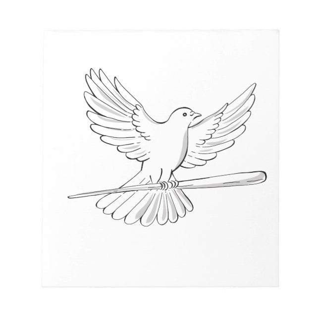 Bloco De Notas Pombo ou Pomba Voando com Desenho de Bengala (Frente)
