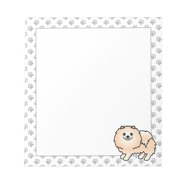 Bloco De Notas Pomerânia Creme Cachorro Cartoon Fofo (Frente)