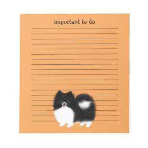 Bloco De Notas Pomerano Preto e Branco com Texto Personalizado