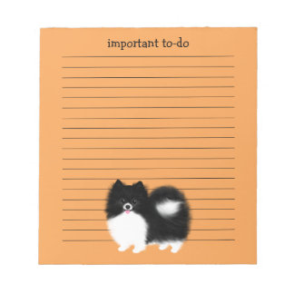 Bloco De Notas Pomerano Preto e Branco com Texto Personalizado