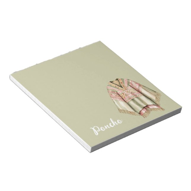 Bloco De Notas Poncho Rosa Abacate Menta (Inclinado)