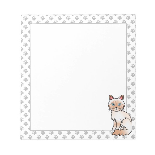 Bloco De Notas Ponto Vermelho Tabby Birman / Ragdoll Gato Fofo &  (Frente)