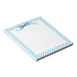 Bloco De Notas Pontos Azuis Polka em Branco