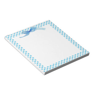 Bloco De Notas Pontos Azuis Polka em Branco