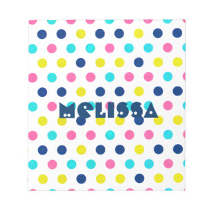 Bloco De Notas Pontos coloridos pastel brilhante com nome persona
