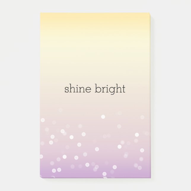 Bloco De Notas Pontos de Confetes Bokeh Branco Roxo Amarelo (Frente)