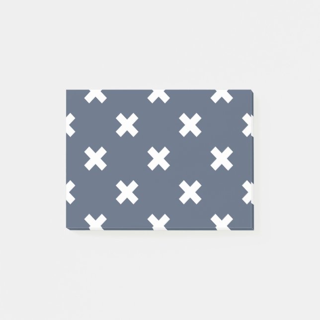 Bloco De Notas Pontos de cruz brancos nas cinzas azuis (Frente)