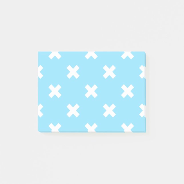 Bloco De Notas Pontos de cruz brancos no azul-bebê (Frente)