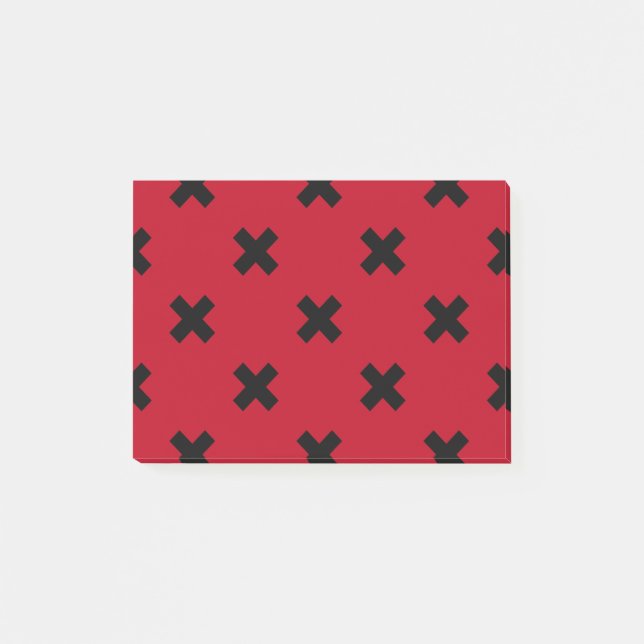 Bloco De Notas Pontos de cruz pretos em vermelho (Frente)