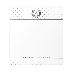 Bloco De Notas Pontos Minúsculos Preto e Branco com Monograma de 