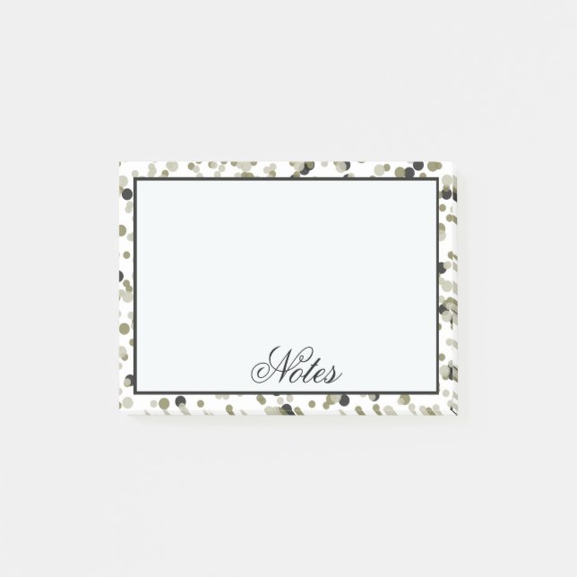 Bloco De Notas Pontos pretos Dourados dos confetes (Frente)