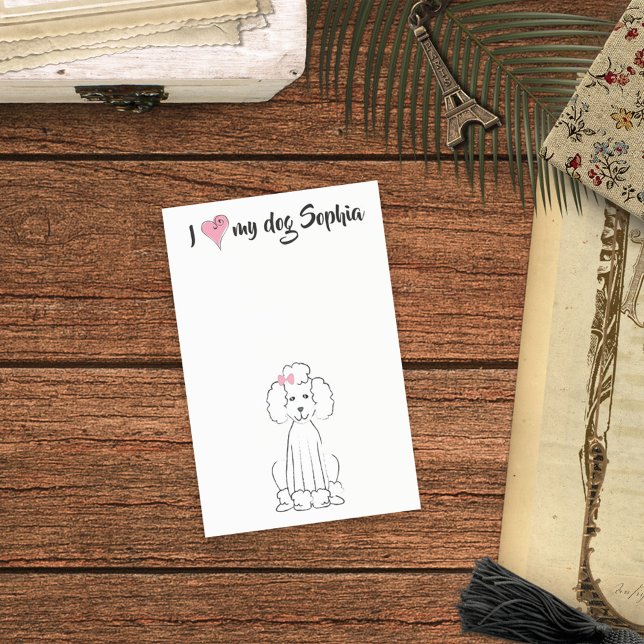 Bloco De Notas Poodle de Cachorro Rosa-Gelado Personalizado (Criador carregado)