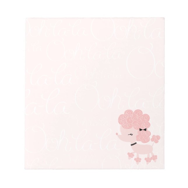 Bloco De Notas Poodle Francês de Desenho Animado (Frente)