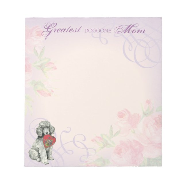 Bloco De Notas Poodle Heart Mãe (Frente)