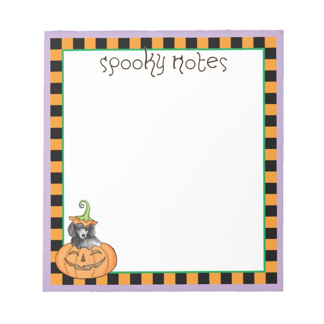 Bloco De Notas Poodle Miniatura Halloween (Frente)