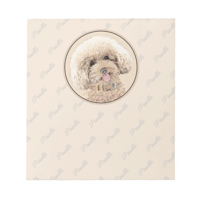 Bloco De Notas Poodle Miniature Toy Apricot Cream Brown Dog Art (Frente)