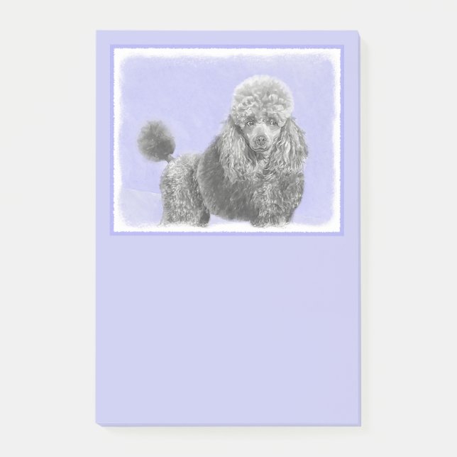 Bloco De Notas Poodle Miniature Toy Silver Cinza Blue Dog Art (Frente)