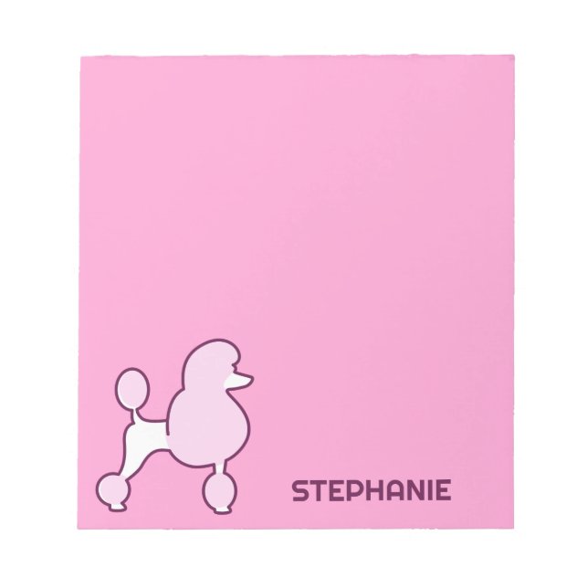 Bloco De Notas Poodle Rosa de Nome Personalizado (Frente)