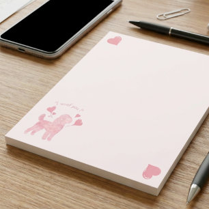 Bloco de Notas Poodle Rosa Pastel “Eu Au Au Você”