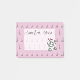 Bloco de Notas Poodle Torre Eiffel Rosa Personaliz