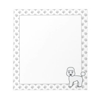 Bloco De Notas Poodle Toy Branco Cachorro de Desenho Fofo