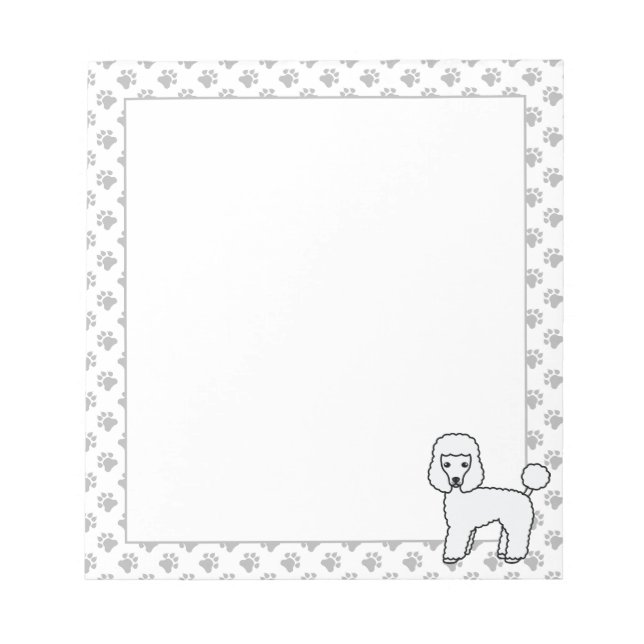 Bloco De Notas Poodle Toy Branco Cachorro de Desenho Fofo (Frente)