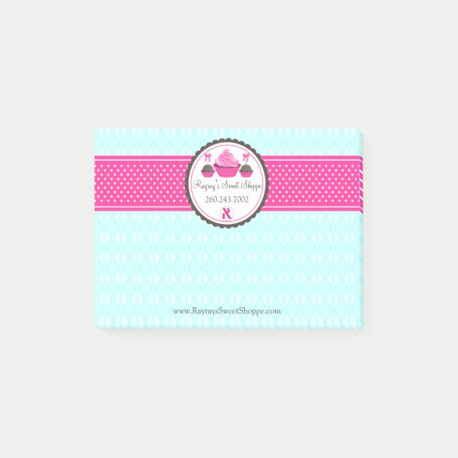 Bloco De Notas Pop de Bolo Personalizados e Cupcake Aqua Rosa V2 (Frente)
