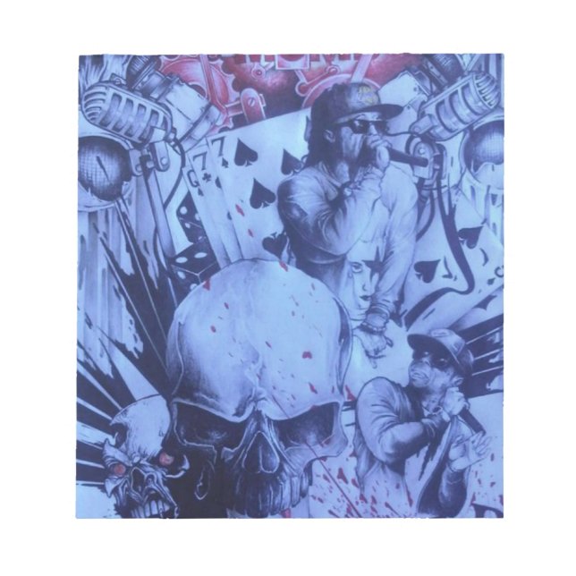 Bloco De Notas Pop Músicos Impressão de Arte Roxo Azul (Frente)