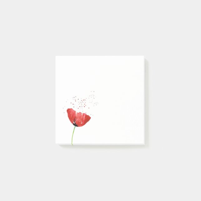 Bloco De Notas Poppy Red Watercolor (Frente)