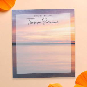 Bloco De Notas Pôr do Sol Laranja À Beira de um Lago Nome e Texto