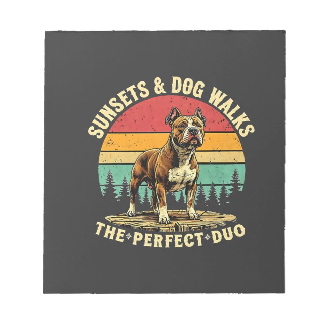 Bloco De Notas Pôr do sol & Passeios com Cães - O Duo Perfeito (Frente)