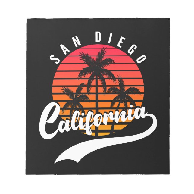 Bloco de Notas Pôr do Sol Retro de San Diego (Frente)