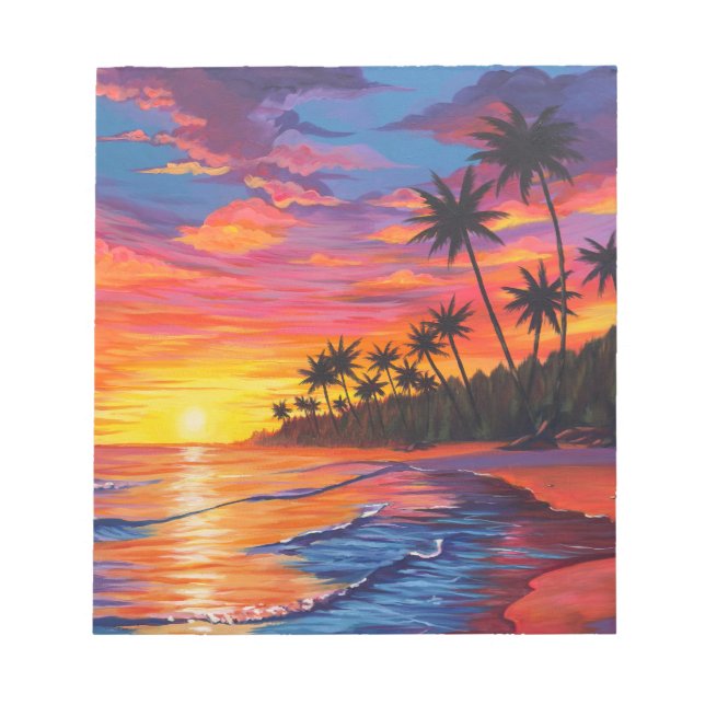 Bloco de Notas Pôr do Sol Tropical (Frente)