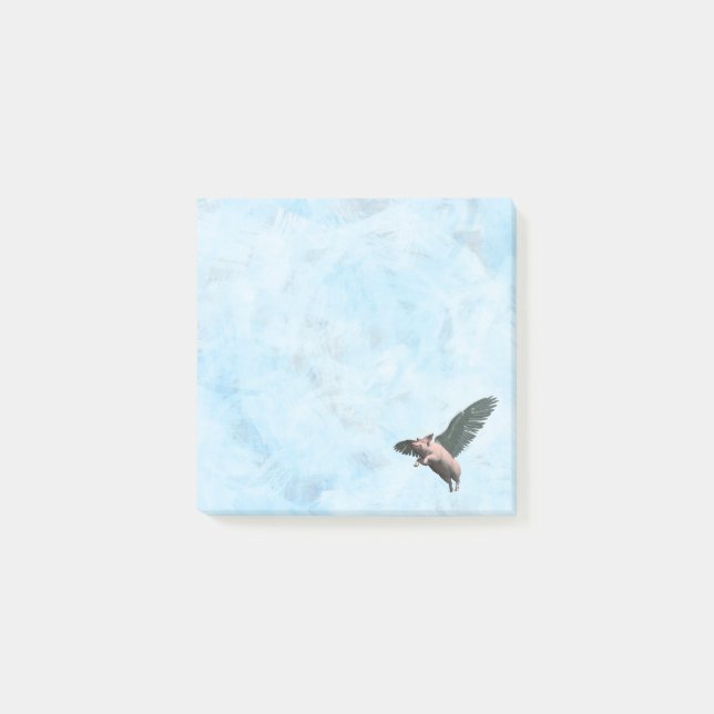 Bloco De Notas Porco anjo bonito voando no céu (Frente)