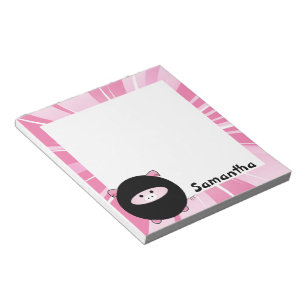 Bloco De Notas Porco Ninja Personalizado a Rosa