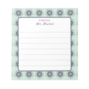 Bloco De Notas Porodles Florais de Mandala, cor-de-rosa, de turqu