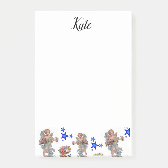 Bloco De Notas Post-it Notes Anjos Estrelas Azuis (Frente)