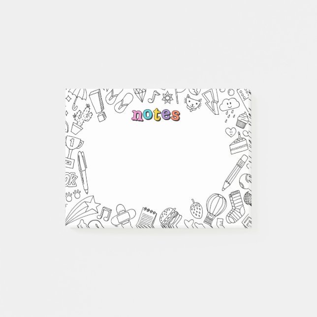 Bloco De Notas Post-it notes de colorir fixes (Frente)