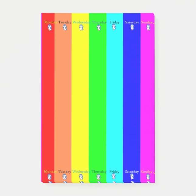 Bloco De Notas Post-it Notes Dias da Semana Faixa Pinguim (Frente)