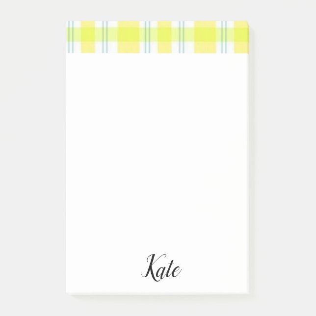 Bloco De Notas Post-it Notes Xadrez Amarelo (Frente)