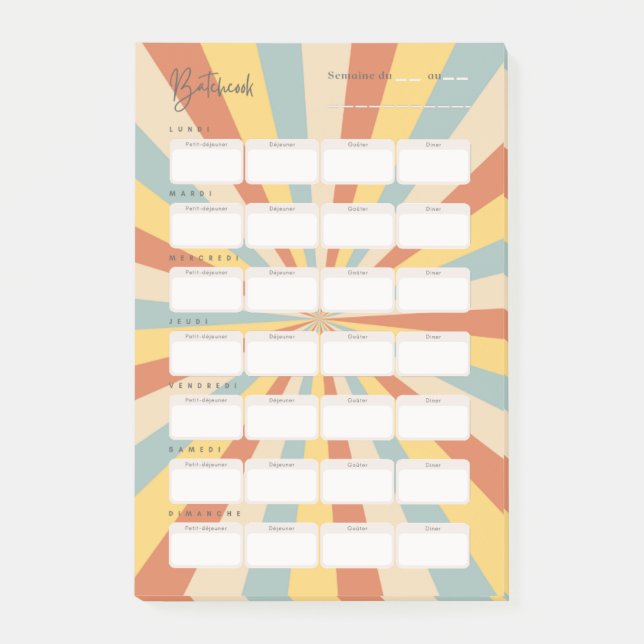 Bloco De Notas Post-it® Post-It Plannificateur de menus (Frente)