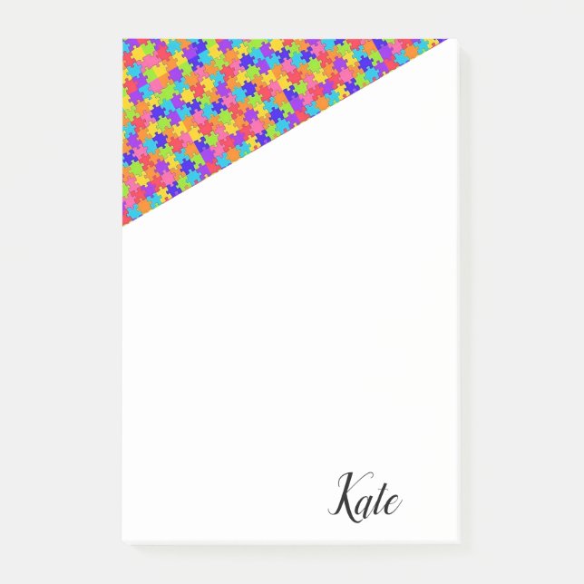 Bloco De Notas Postar Notas Coloridas Quebra-cabeça (Frente)